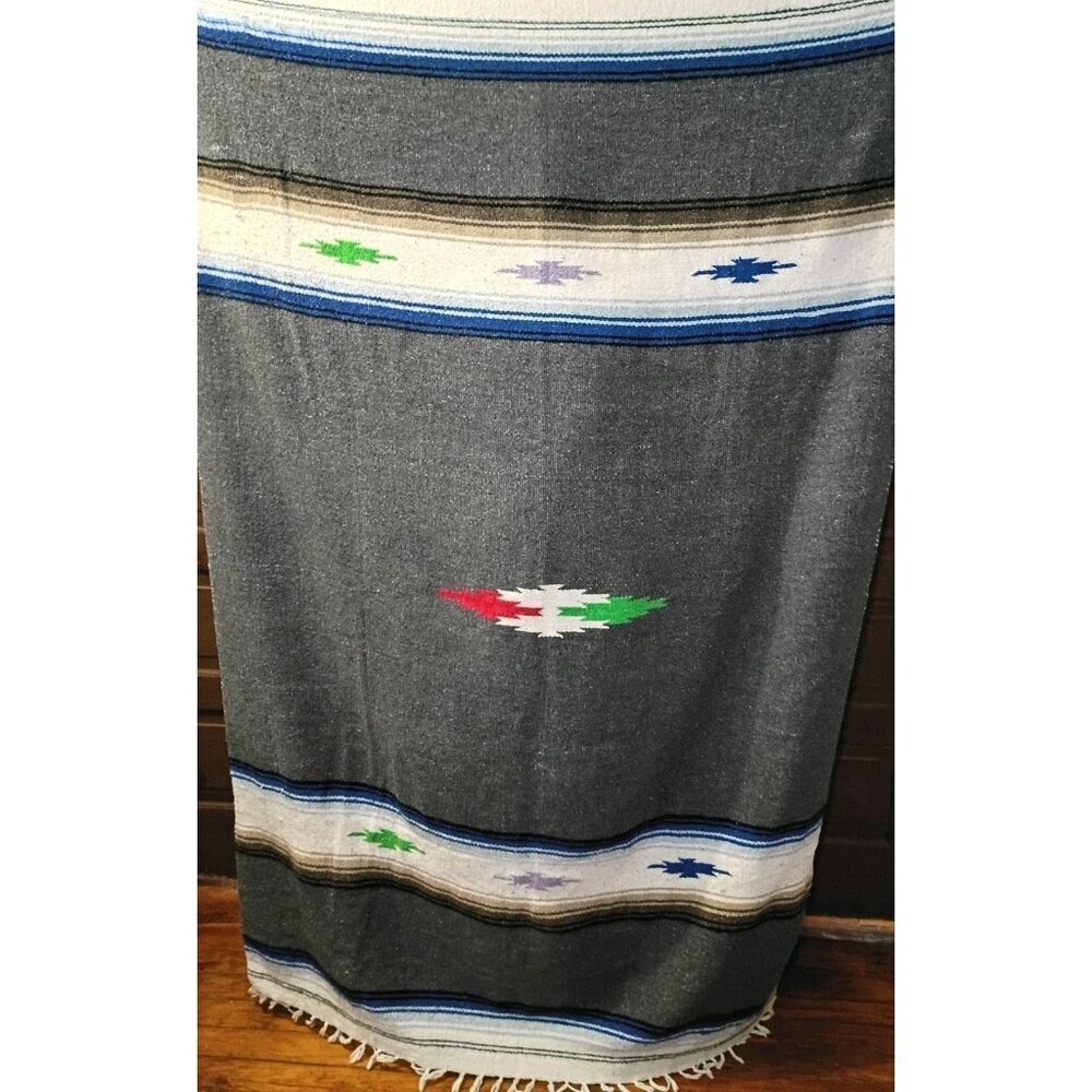 Beautiful Large Chimayo NM Southwestern Weaving Blanket Rug Vintage 78x50 Inches